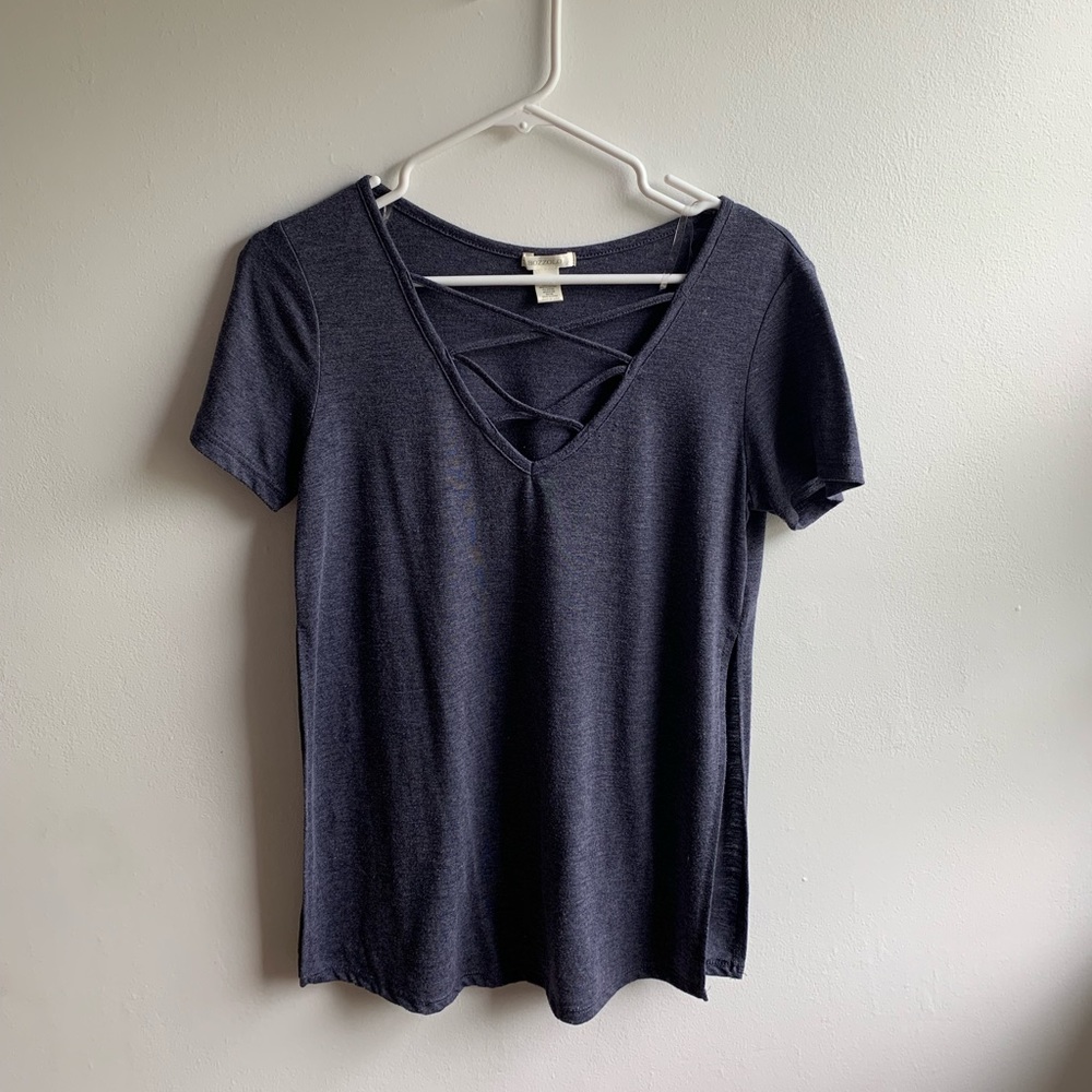 Navy Blue Split Side shirt
